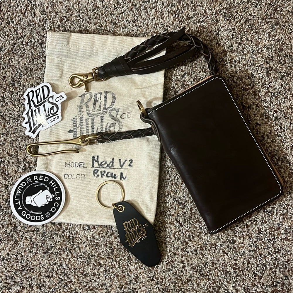 Red Hills Leather Wallet and Leather Chain